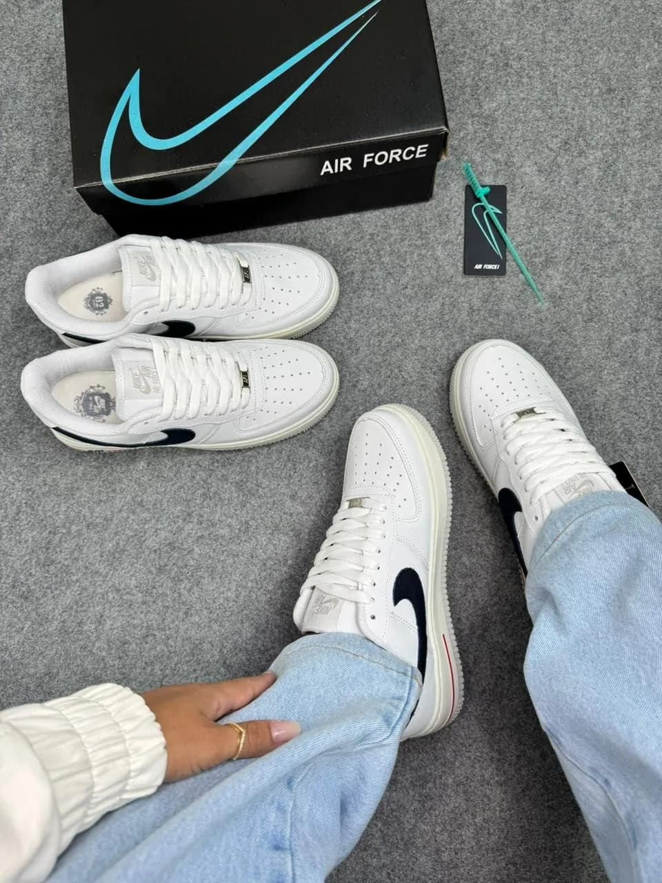 Tênis Nike Air Force Branco /Marinho — foto 2