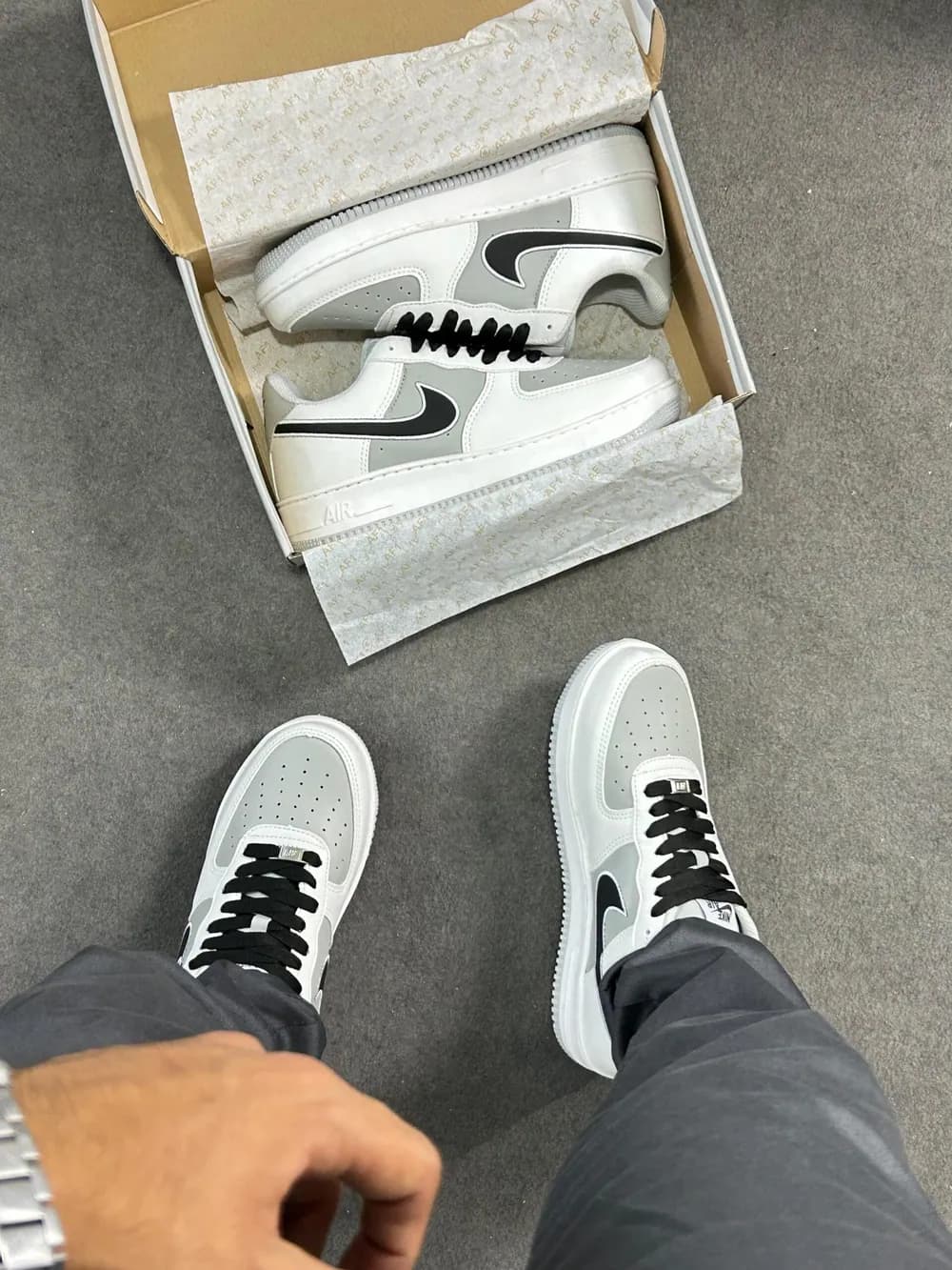Tênis Nike Air Force F1 Branco/cinza/preto — foto 4