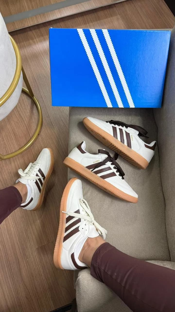 Tênis Adidas Samba Sintético Feminino Off/Cafe — foto 2