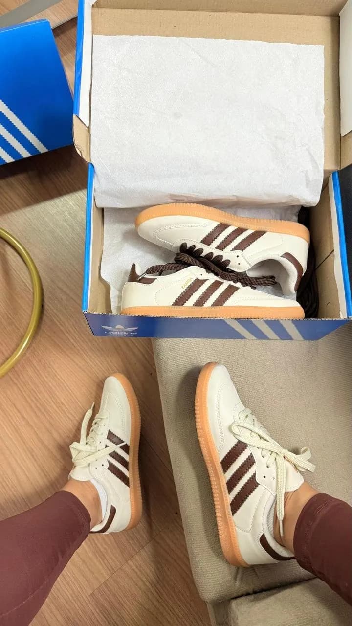 Tênis Adidas Samba Sintético Feminino Off/Cafe — foto 3