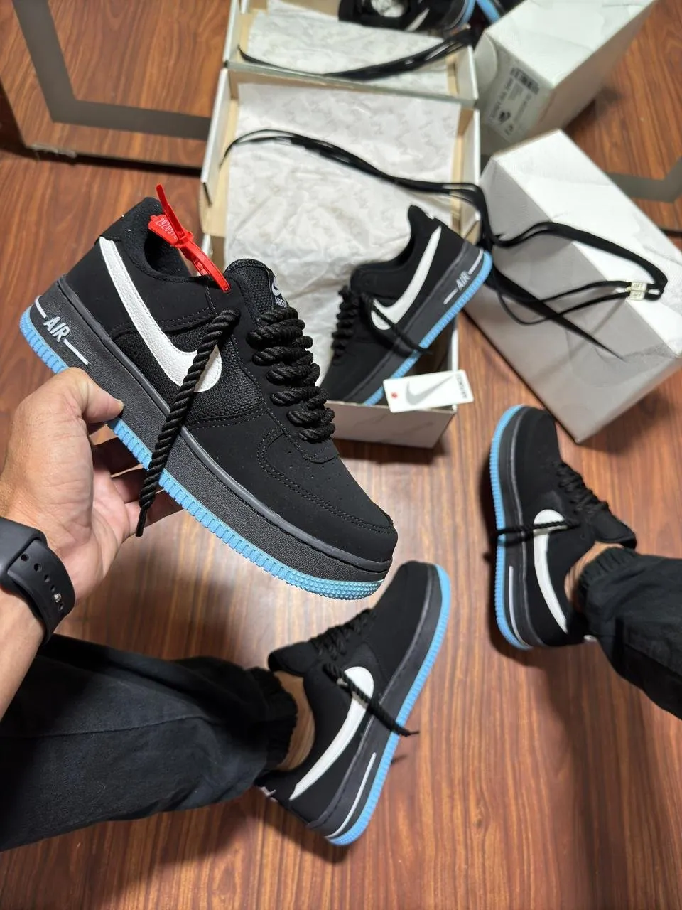 Tênis Nike Air Force Have Preto Celeste — foto 1