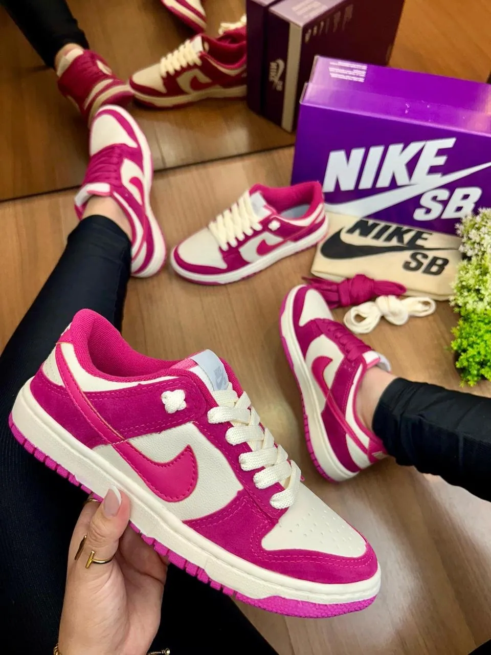 Tênis Nike Dunk Low Pink / Creme — foto 1