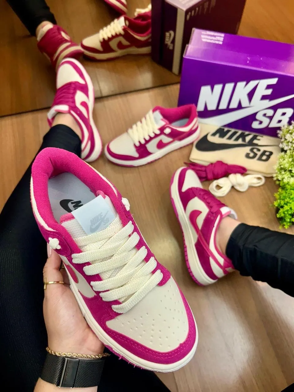 Tênis Nike Dunk Low Pink / Creme — foto 2
