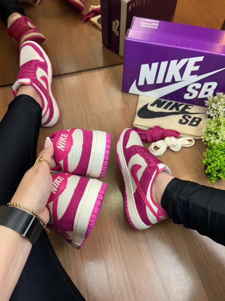 Tênis Nike Dunk Low Pink / Creme — foto 3