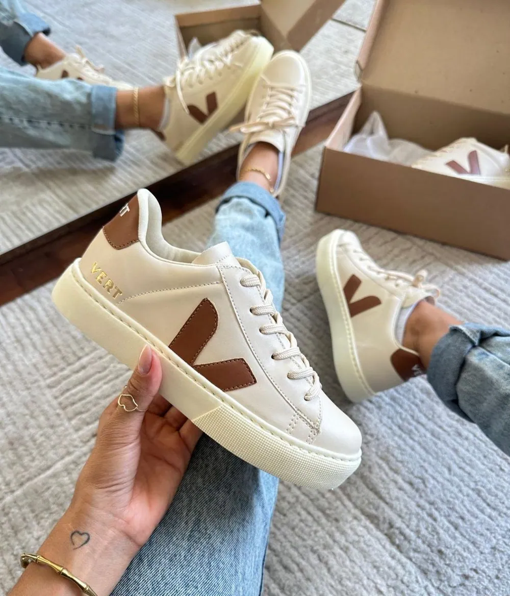 Tênis Vert Cadarço Feminino Angelical/Caramelo — foto 1